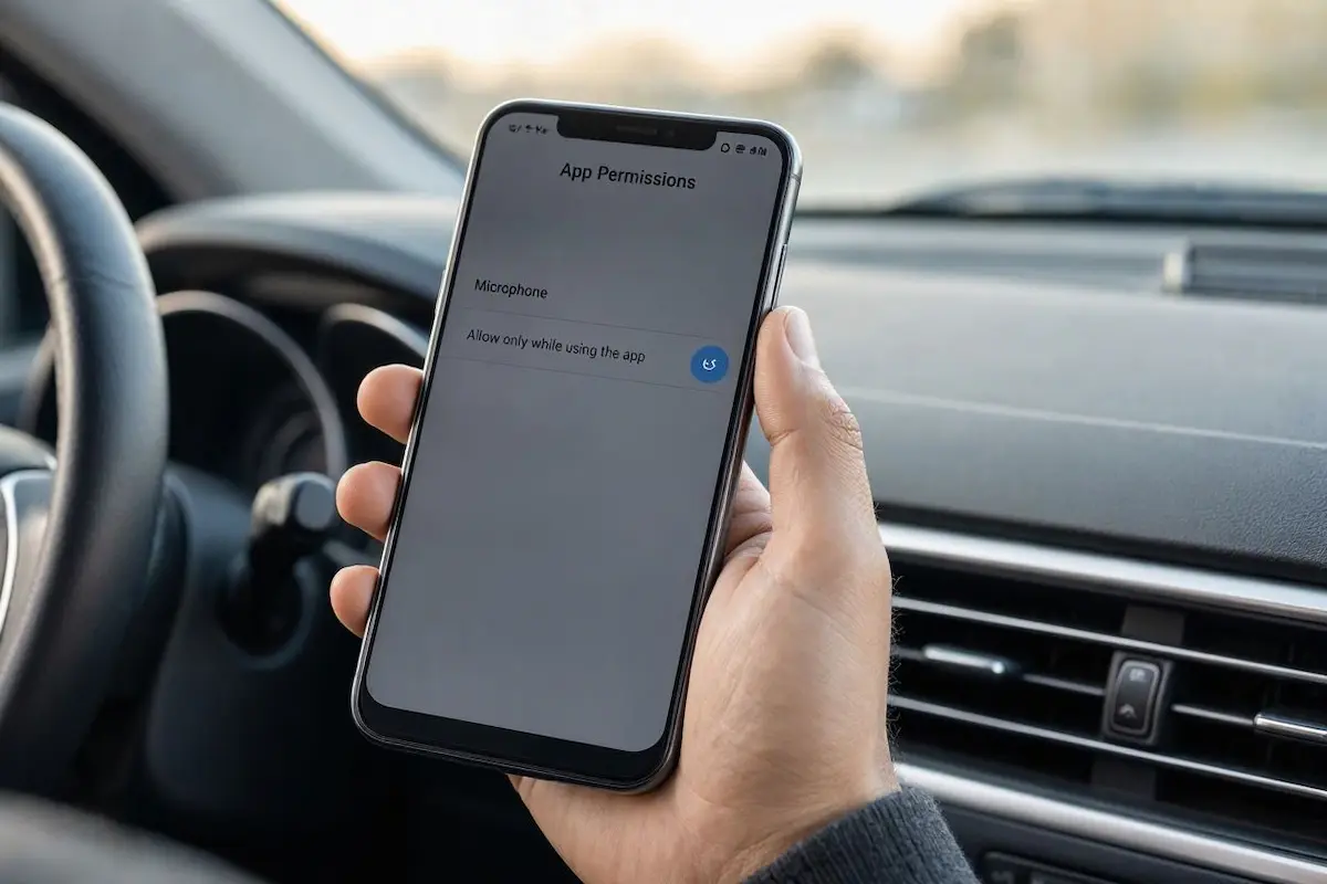 adjusting app microphone permission to fix android auto microphone not working