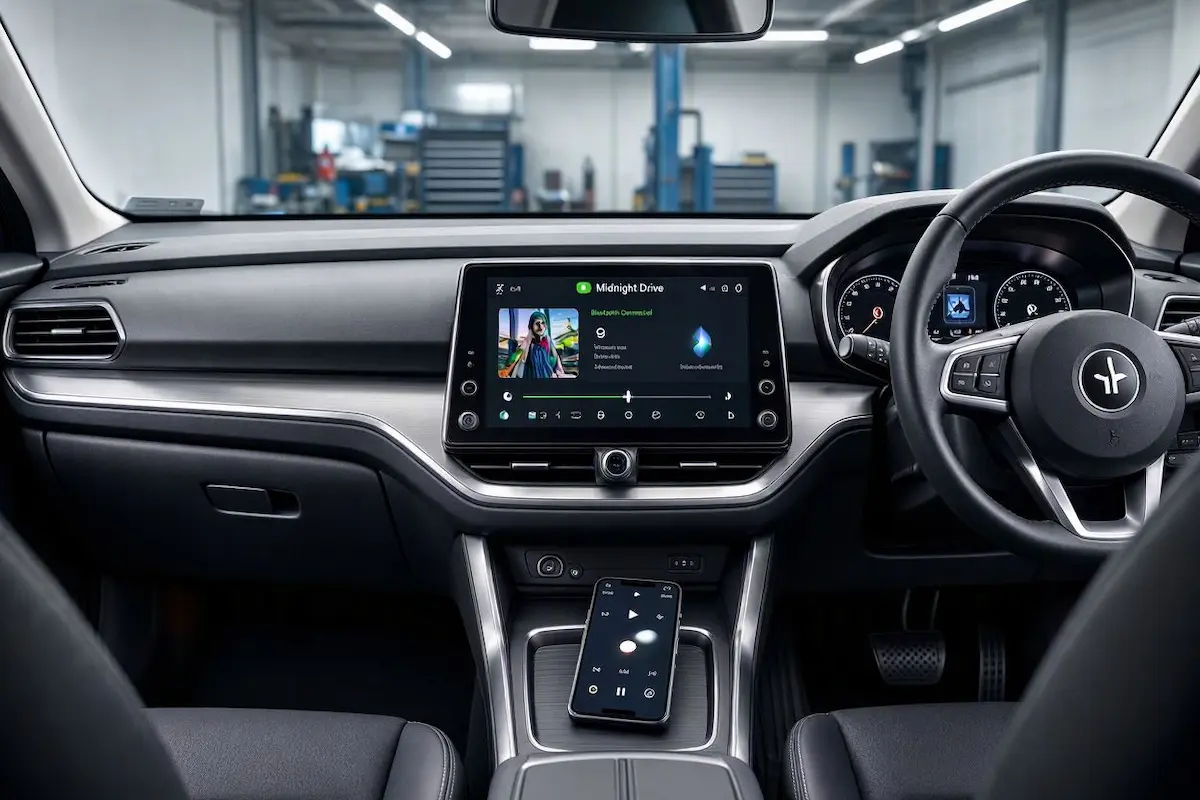 android car stereo bluetooth connected but no sound playing music on dashboard display