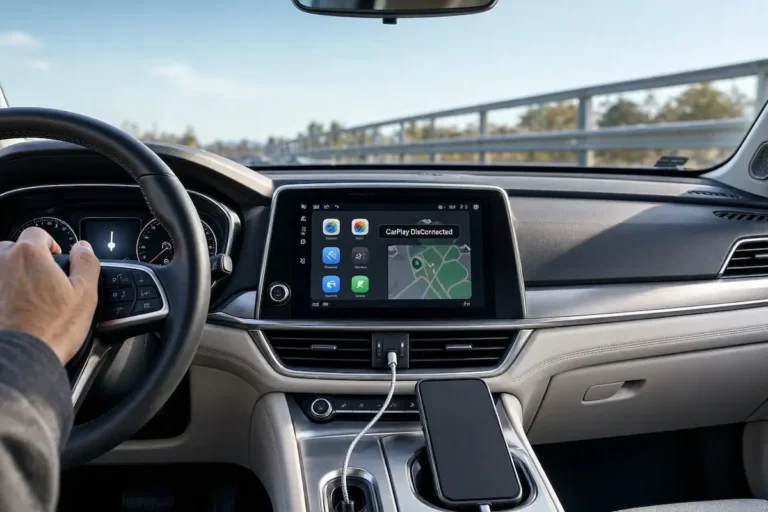 apple carplay keeps disconnecting error screen on vehicle dashboard touchscreen console