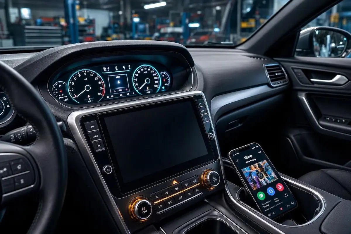 car radio screen black but sound works playing music on dark dashboard screen